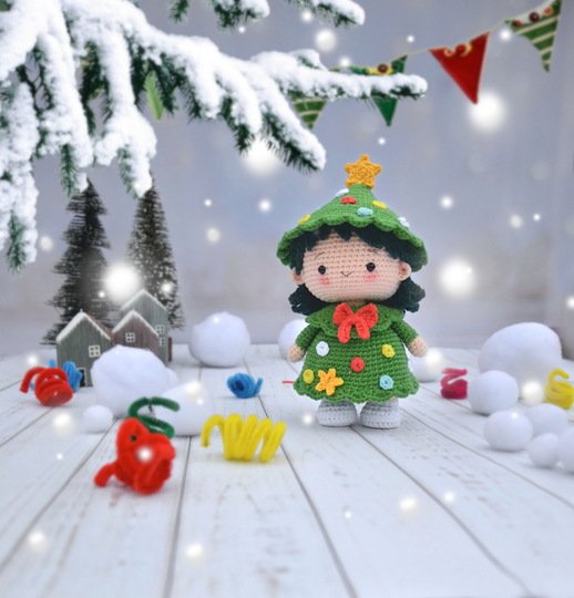 Crochet pattern Lumi the tiny Christmas doll