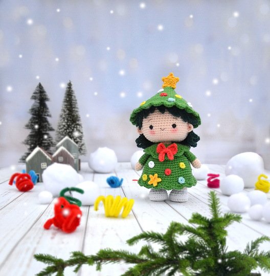 Crochet pattern Lumi the tiny Christmas doll
