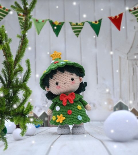 Crochet pattern Lumi the tiny Christmas doll