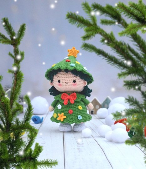 Crochet pattern Lumi the tiny Christmas doll