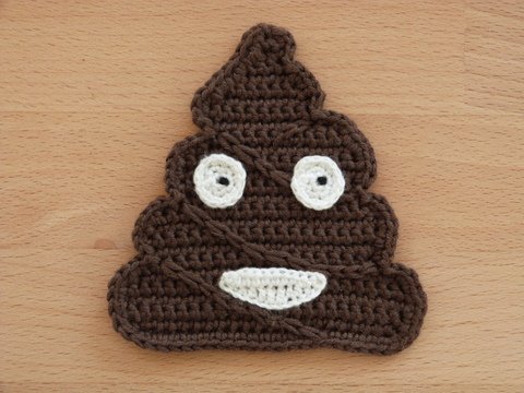 Häkelanleitung Kothaufen-Emoji Applikation, Aufnäher