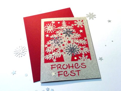 Weihnachtskarte Tannenbaum Plotterdatei SVG DXF FCM