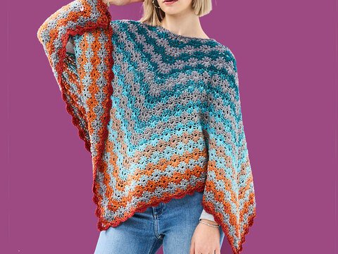 PONCHO DILARA …IM FLOWER-POWER-MUSTER GEHÄKELT