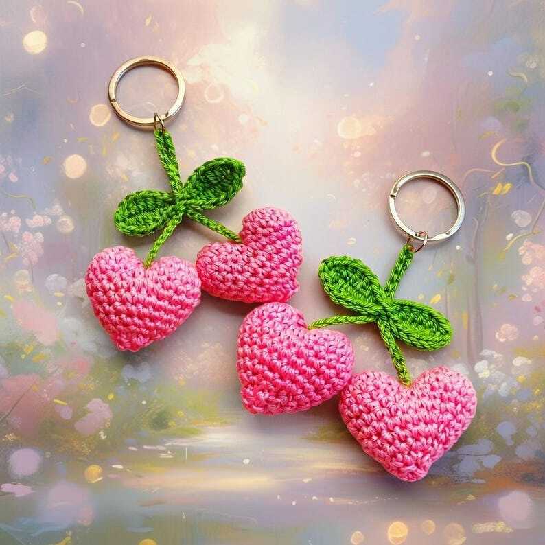 Crochet 2 Hearts Keychain Pattern PDF + Video Tutorial | English Only - Image 5