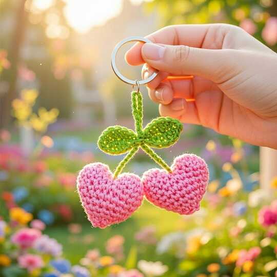 Crochet 2 Hearts Keychain Pattern PDF + Video Tutorial | English Only