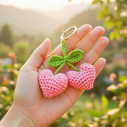 Crochet 2 Hearts Keychain Pattern PDF + Video Tutorial | English Only