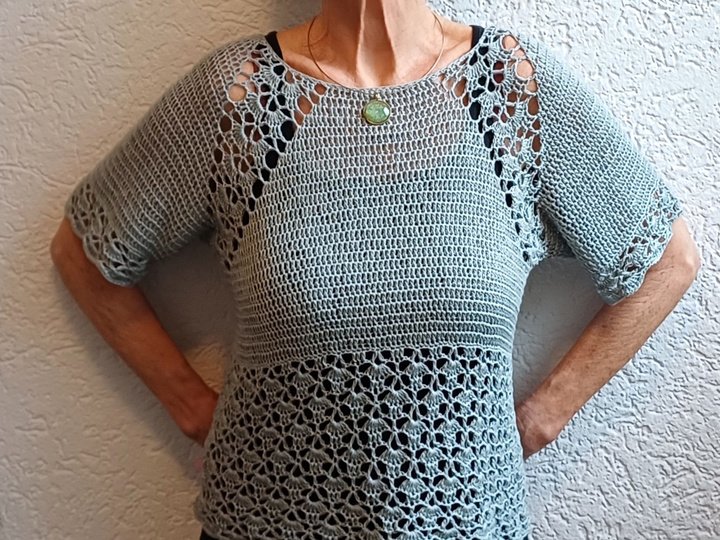 Tunika "Muschelsammlerin" häkeln + Häkelschrift lernen