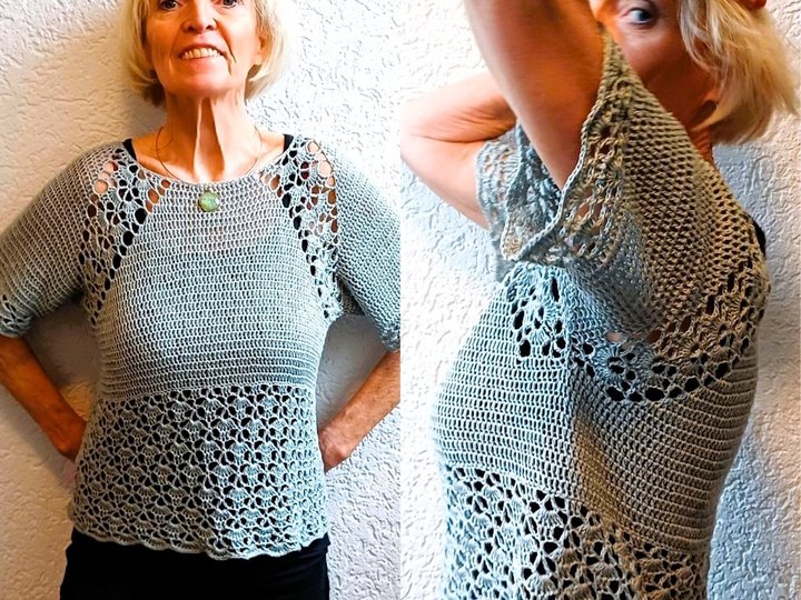 Tunika "Muschelsammlerin" häkeln + Häkelschrift lernen