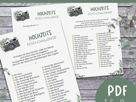 HOCHZEIT Foto Challenge DOWNLOAD PDF Kinderbeschäftigung Hochzeitsspiel