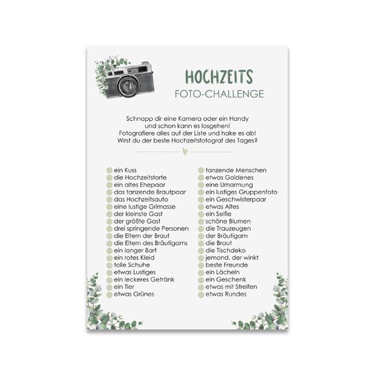 HOCHZEIT Foto Challenge DOWNLOAD PDF Kinderbeschäftigung Hochzeitsspiel