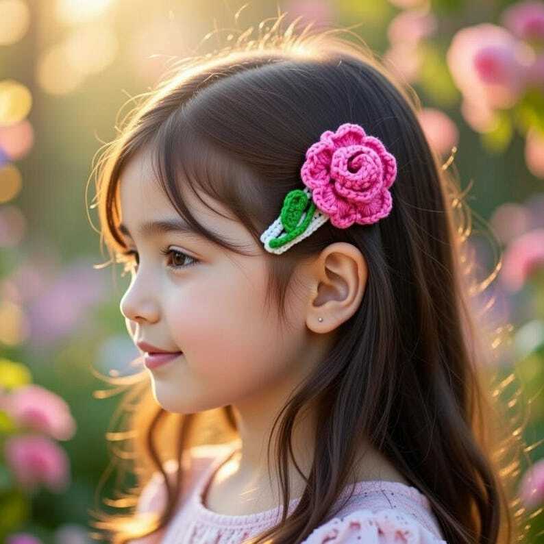 Crochet 3D Flower Hair Clip Pattern – PDF + Video Tutorial (English Only) - Image 4