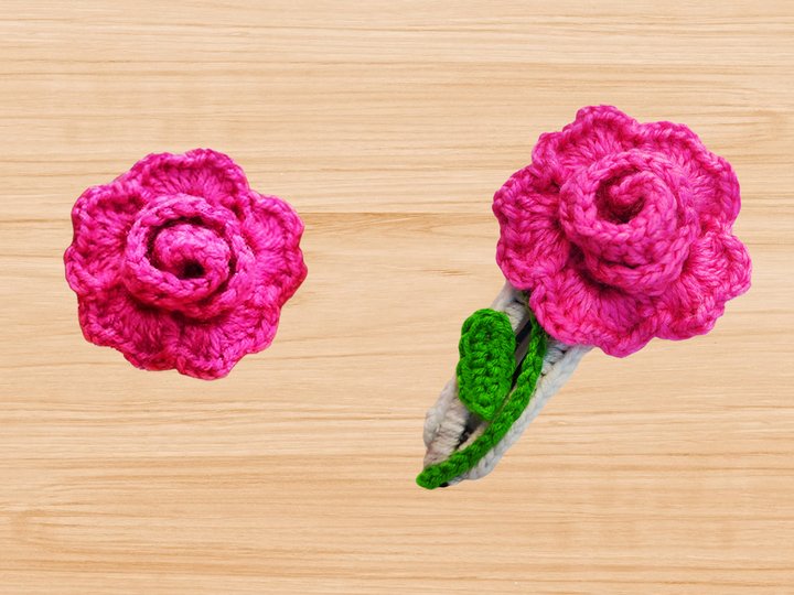 Crochet 3D Flower Hair Clip Pattern – PDF + Video Tutorial (English Only)