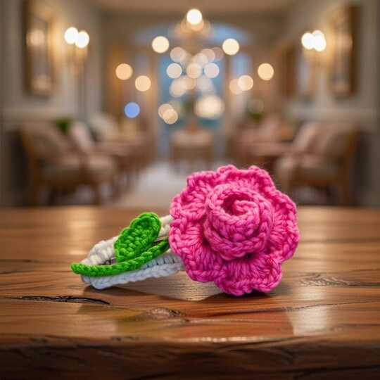 Crochet 3D Flower Hair Clip Pattern – PDF + Video Tutorial (English Only)
