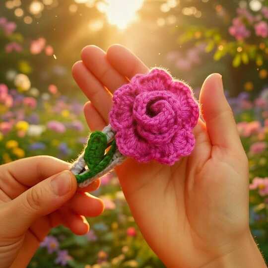 Crochet 3D Flower Hair Clip Pattern – PDF + Video Tutorial (English Only)