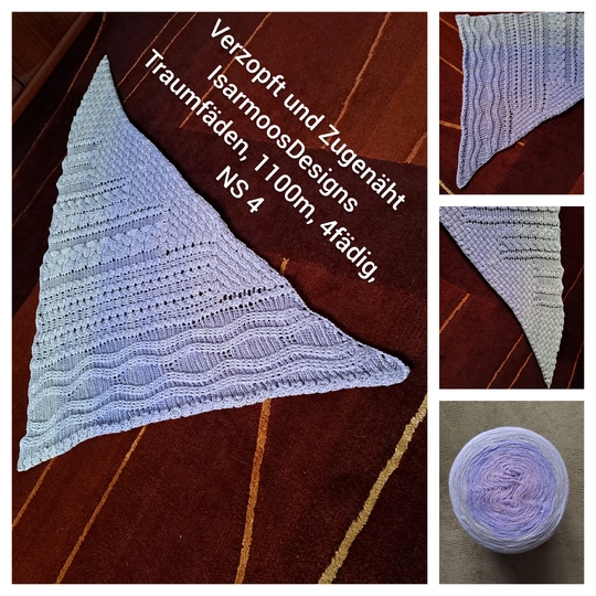 Häkelanleitung: Asymmetrisches Tuch Verzopft und Zugenäht