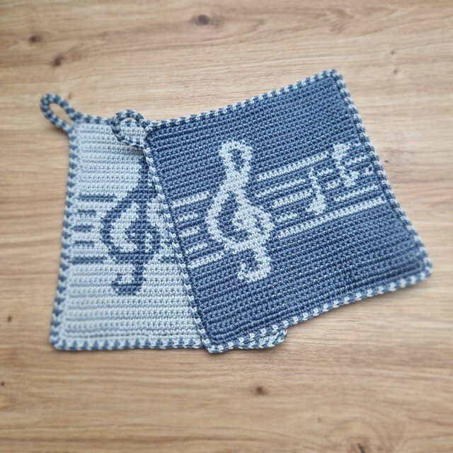 Häkelanleitung Topflappen "Musik" - Bild 3