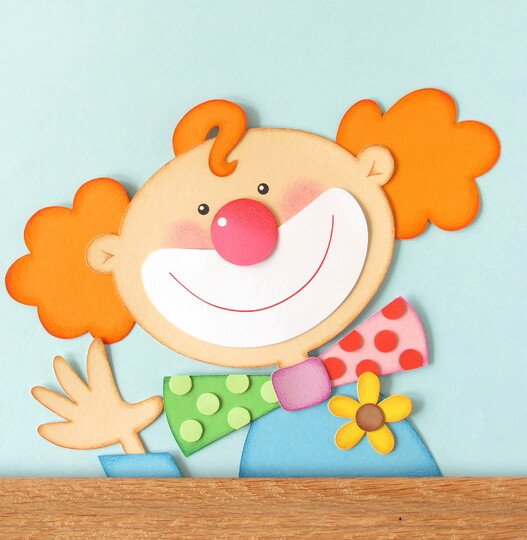 Clown Fensterbild Vorlage zum Selberbasteln aus Fotokarton