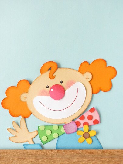 Clown Fensterbild Vorlage zum Selberbasteln aus Fotokarton