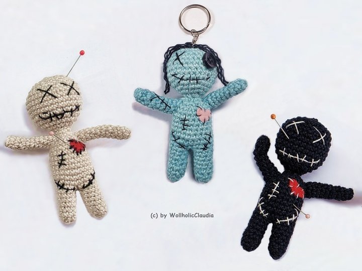 Häkelanleitung kleine Voodoo-Puppe - Schlüsselanhänger