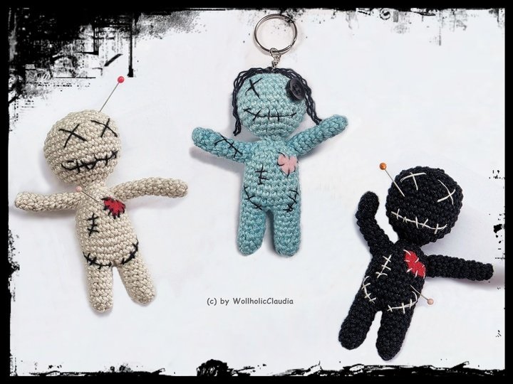 Häkelanleitung kleine Voodoo-Puppe - Schlüsselanhänger