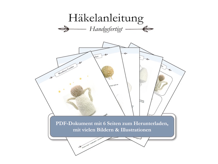 Häkelanleitung - dekorativer Weihnachtsengel mit verstellbaren Flügeln