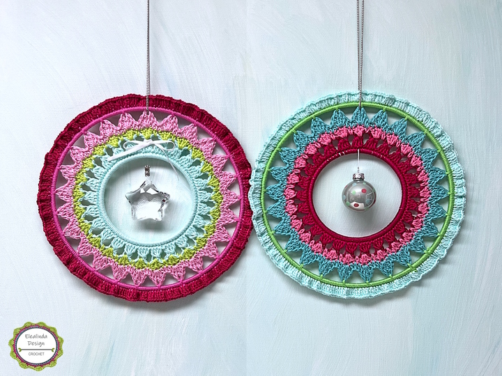 Crochet Pattern "Wreath with ornament", Wall + Window or Christmas Decor