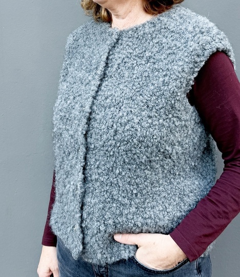 Strickanleitung Bouclé-Weste RILANA, Größe 36-46