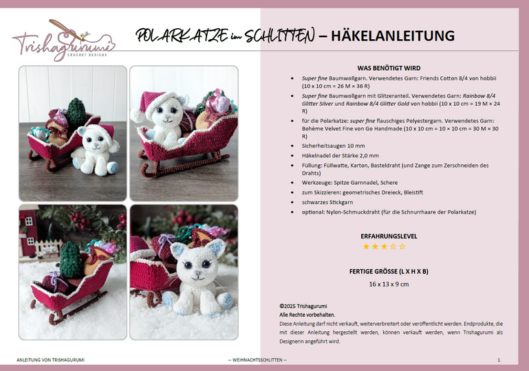 Crochet Christmas Sleigh - Amigurumi Crochet Pattern (in ENG, DE)