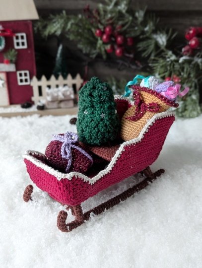 Weihnachtsschlitten mit Polarkatze - Amigurumi Häkelanleitung (in DE, ENG)