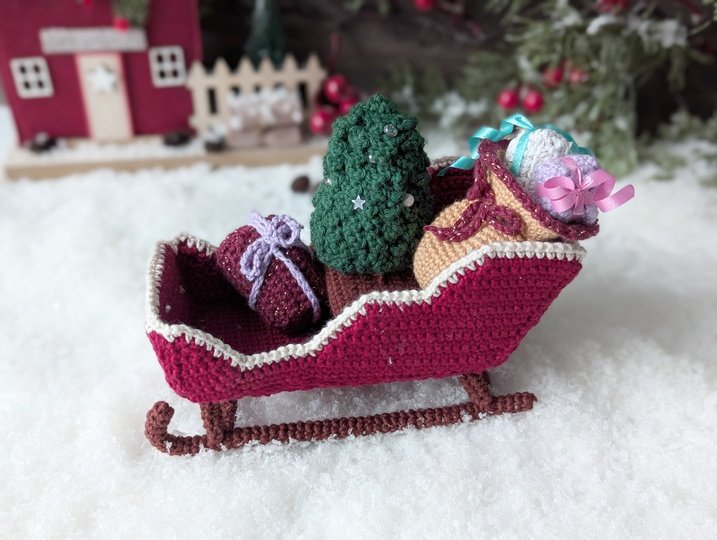 Weihnachtsschlitten mit Polarkatze - Amigurumi Häkelanleitung (in DE, ENG)