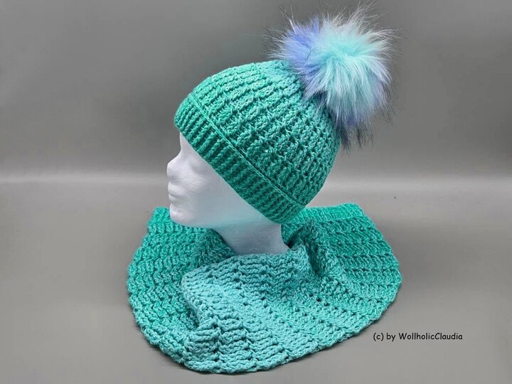 Häkelanleitung Set "Eisscholle" Mütze + Schal