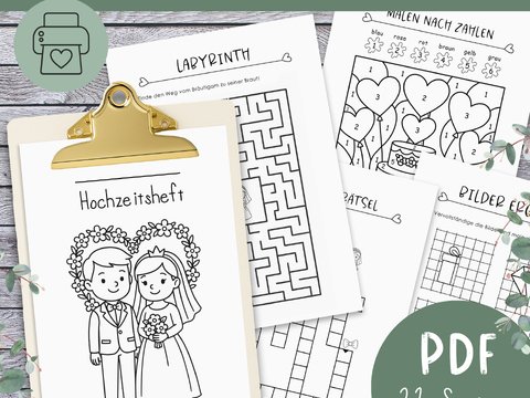Hochzeits-Malbuch für Kinder – PDF zum Ausdrucken