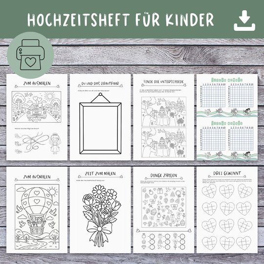 Hochzeits-Malbuch für Kinder – PDF zum Ausdrucken