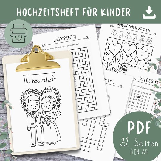 Hochzeits-Malbuch für Kinder – PDF zum Ausdrucken