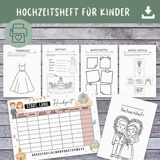 Hochzeits-Malbuch für Kinder – PDF zum Ausdrucken