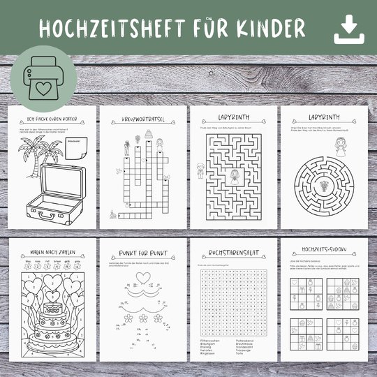 Hochzeits-Malbuch für Kinder – PDF zum Ausdrucken