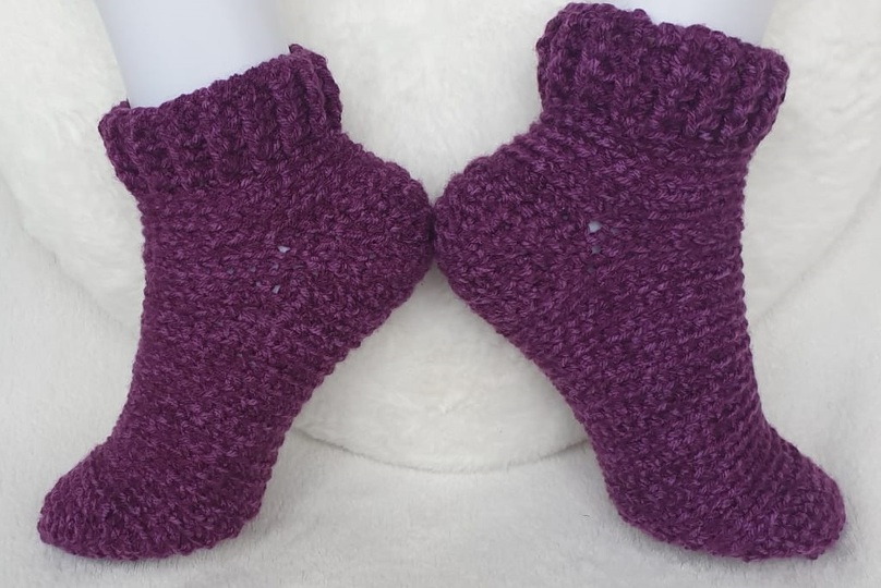 Häkelanleitung für Linus-Häkelsocke cuff down mit Bumerang-Ferse