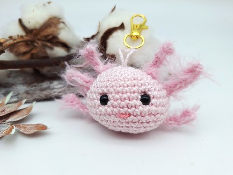 Axolotl-Schlüsselanhänger - Häkelanleitung, deutsch