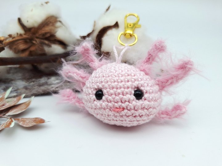 Axolotl-Schlüsselanhänger - Häkelanleitung, deutsch