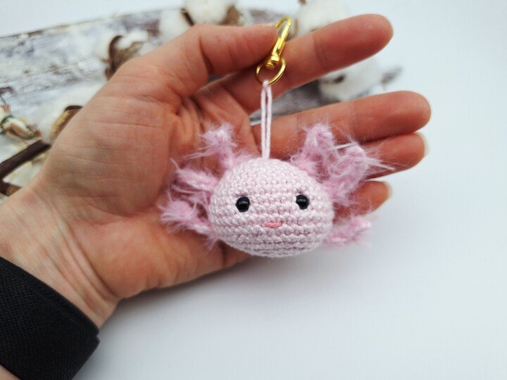 Axolotl-Schlüsselanhänger - Häkelanleitung, deutsch