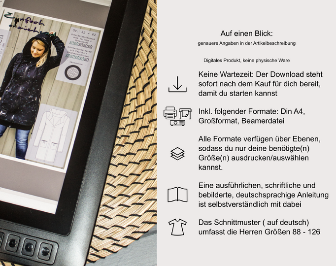 Schnittmuster Straight Leg Jeans "Der blaue Pfad" Herren Gr. 88 - 126