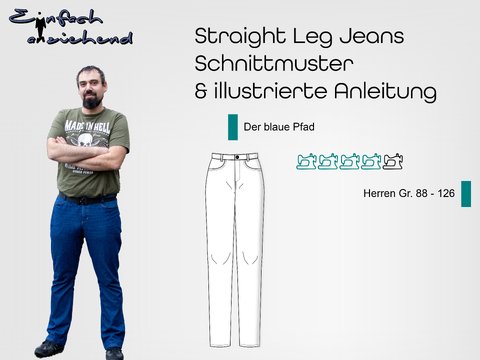 Schnittmuster Straight Leg Jeans "Der blaue Pfad" Herren Gr. 88 - 126