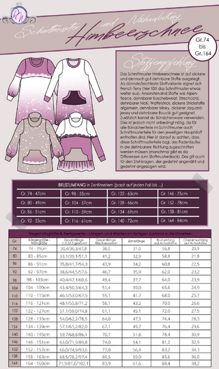 E-Book Schnittmuster Himbeerschnee Kuschelkleid Gr. 74 bis 164