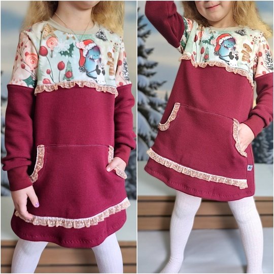 E-Book Schnittmuster Himbeerschnee Kuschelkleid Gr. 74 bis 164