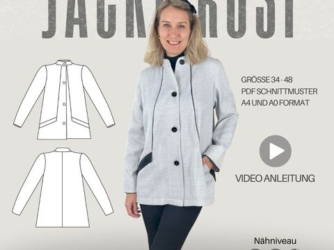 Schnittmuster Jacke ROSI – A-Linie, Stehkragen & Nahttaschen | Gr.34–48 PDF