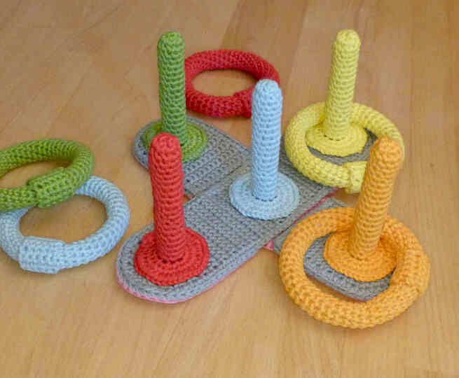 Crochet pattern ring toss game