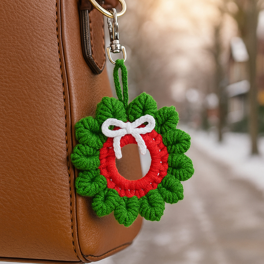 Holiday Crochet Wreath Pattern PDF, DIY Red Green Xmas Decoration Guide