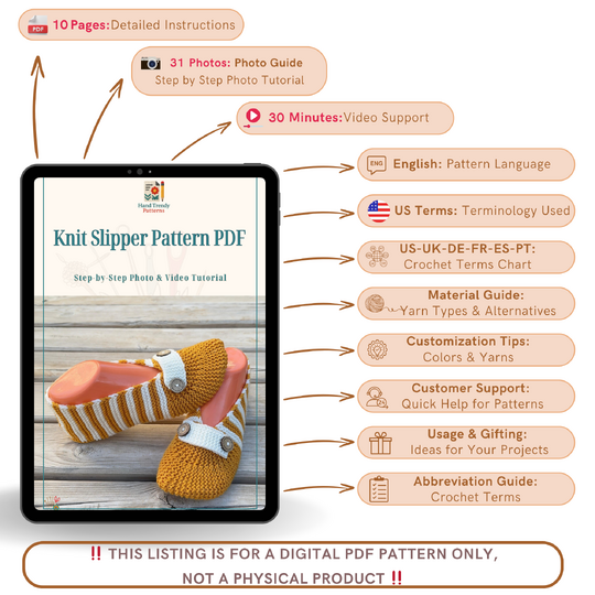Knit Slipper Pattern PDF – Easy House Slippers for Women
