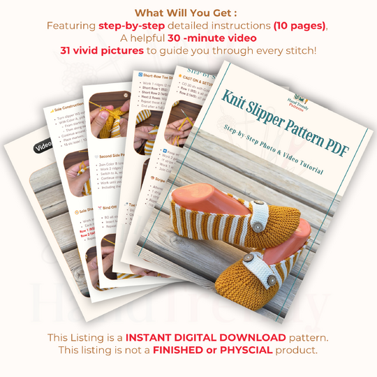 Knit Slipper Pattern PDF – Easy House Slippers for Women