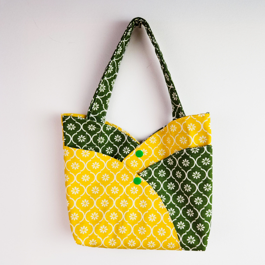 Red Patchwork Tote Bag Pattern - PDF Sewing Pattern Japanese Style Denim